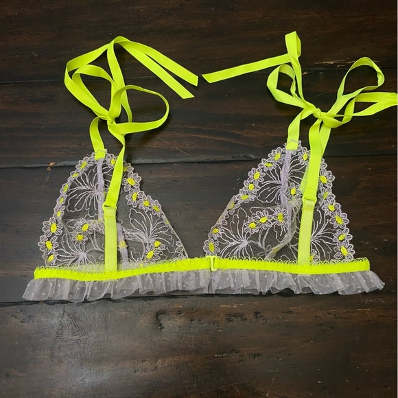 New! For Love And Lemons Neon Lace Sheer Bralette 1473 - Picture 4 of 8